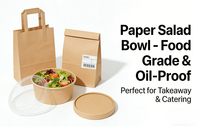 Bols à salade jetables en papier kraft anti-graisse de qualité alimentaire pour la restauration à emporter, salades de fruits, restauration rapide, vente en gros