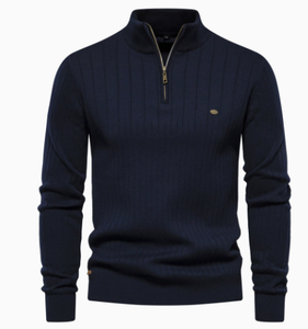 Men's Ribbed Half Zip Sweater <b>Pullover</b> Knitted <b>Jumper</b> Casual Winter Top - Product Image 2