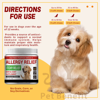 Friandises à mâcher douces pour chiens contre les allergies et les démangeaisons, avec huile de poisson, pour soulager les symptômes d'allergie, soutenir l'immunité intestinale et cutanée, et favoriser une digestion sensible.