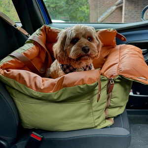 Lits de luxe pour chiens, logo personnalisé, coton, simili cuir, siège auto pour animaux de compagnie avec boucles de sécurité - Product Image 1