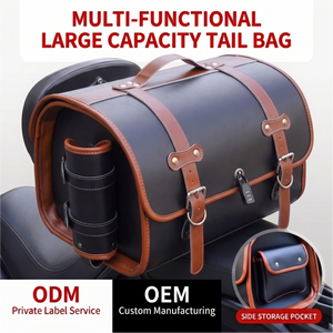 Bolsa Trasera para Motocicleta Retro de 33L, Impermeable, de Cuero PU, con Candado de Combinación, para Cruiser Cafe Racer - Product Image 1