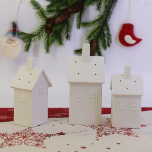 Nuevo diseño de quemador de vela de cerámica iluminado Casa de porcelana de Navidad - Product Image 2