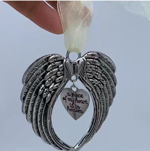 Cadeaux commémoratifs, cadeaux de sympathie pour la perte d'un être cher, ailes d'ange en argent, une partie de <span class=keywords><strong>mon</strong></span> cœur est au paradis, ornements - Product Image 3
