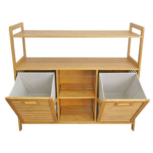 Meuble de <span class=keywords><strong>rangement</strong></span> en bambou Workday Neat SYT pour bureau à domicile, organisateur de zone latérale avec porte à lattes pour dossiers d'angle - Product Image 3