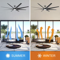 Ventilateur de plafond industriel à huit pales en ABS avec télécommande, variateur de fréquence, silencieux, avec éclairage intégré - Grande Vente