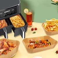 Papier sulfurisé rectangulaire biodégradable personnalisé double face enduit de cire anti-frisottis de qualité alimentaire pour friteuse à air chaud – Vente en gros