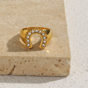 Dreamshow Schitterende Zirkoon U-vormige Hoefijzer <span class=keywords><strong>Ring</strong></span> Verguld Roestvrij Staal <span class=keywords><strong>Ring</strong></span> Sieraden AAA Zirkoon Sieraden - Product Image 3