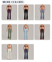 Ensembles de sport pour femmes : Soutien-gorge de sport dos nu, Leggings évasés à taille plissée, Ensembles de yoga, Vêtements de détente ultra doux, Tenues de sport non transparentes