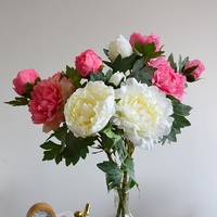 YOPIN-8191 Fleur de pivoine artificielle en soie de haute qualité pour la décoration de salons de thé, de cafés et de mariages
