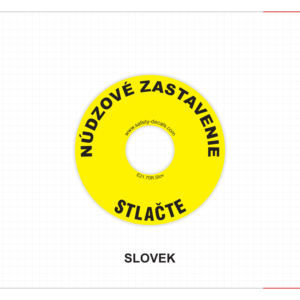 Etiqueta Adhesiva para Botón de Parada de Emergencia Nudzove Zastavenie Stlacte, Resistente al Agua, a los Arañazos y al Calor, con Adhesivo 3M - Product Image 1