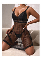 Lingerie pour femmes, robe babydoll en satin transparent, chemises de nuit sexy, dentelle, vêtements de nuit, longueur genoux, maille, sans manches, tenues de boudoir