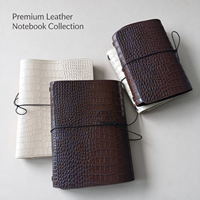 Couverture de carnet personnalisée en cuir PU effet crocodile de qualité supérieure, pliable en trois, rechargeable, avec sangle, cadeau de luxe, cordon élastique en gros