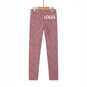 Custom Logo Oem Tienermeisjes Leggings Winter 2023 Nieuwe Luipaardprint Pluche Verdikking Kinderen Skinny Leggings