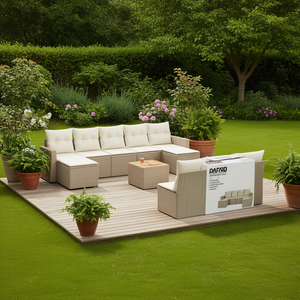 Conjunto de Sofás de Jardín de Ratán Rafnd Beige, Más de 10 Plazas, Muebles Contemporáneos para Exteriores Resistentes a la Intemperie - Product Image 2