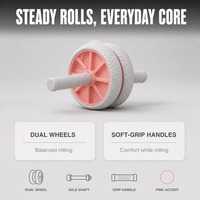 Rouleau abdominal à double roue avec accents roses et poignée texturée – Équipement de fitness pour l'entraînement du tronc OEM ODM