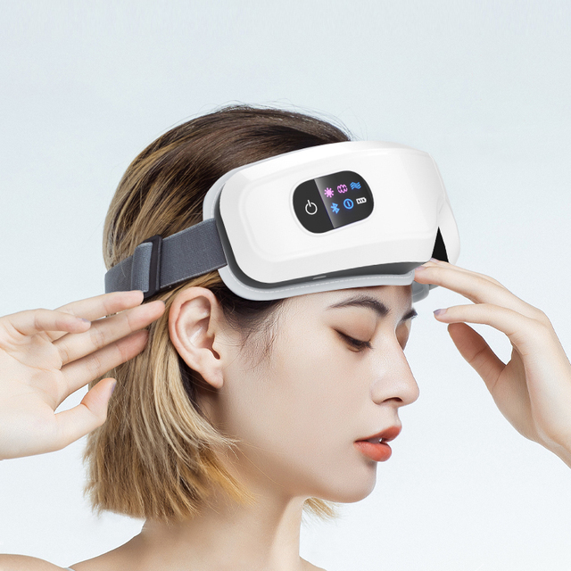Wireless Eye Massager With Bluetooth Music for Migraines and Reduce Eye Strain Heated Vibrate Massager to Improve Sleep