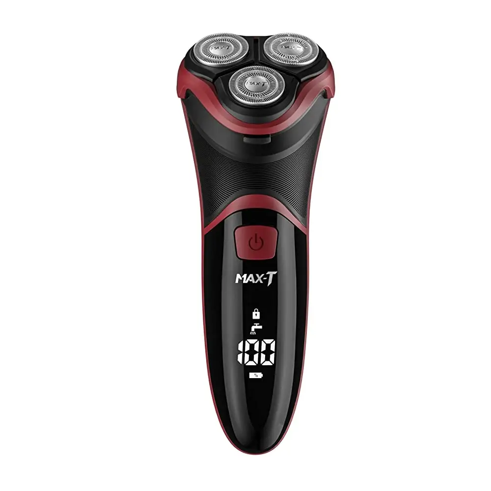 Upgraded Razor Men's Electric Wet and Dry Shaver with Travel Lock and Pop-up Precision Trimmer  Rechargeable and Wireless Red