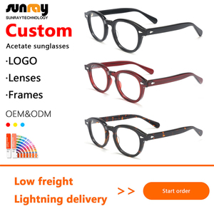 Top Quality Fiber Acetate Blue Light Block Glasses Men Women Luxury Eyewear Vintage Round Brand Designer <strong>Optical</strong> <strong>Frame</strong> - Product Image 2