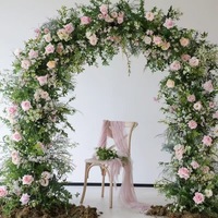 Arche de fleurs artificielles vertes de style européen en gros pour toile de fond de mariage, de Noël et de Nouvel An, décoration en soie pour scène