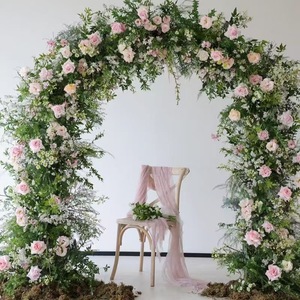 Arche de fleurs artificielles vertes en gros pour toile de fond de scène de mariage, décoration d'arche de fleurs en soie - Product Image 1
