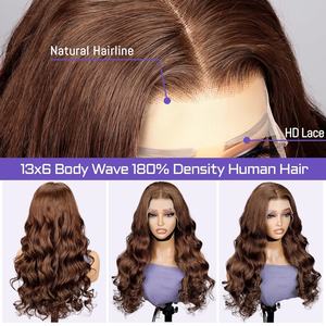 Brown Color 13x6 <b>HD</b> <b>Lace</b> Frontal <b>Wigs</b> Human Hair ,Full <b>Lace</b> <b>Wig</b> Cuticle Aligned Hair, Glueless Human Hair <b>Wigs</b> for Black Women - Product Image 5