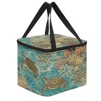 Sac à lunch isotherme personnalisé imprimé avec un motif de vagues corallines, océan côtier, pour transporter les aliments