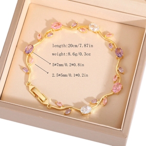 Orecchini da Donna Classici con Foglie Floreali e Zirconi Rosa, Placcati in Bronzo Anticato Eco-Copper, Eleganti, Impilabili, Regalo per Uso Quotidiano - Product Image 5