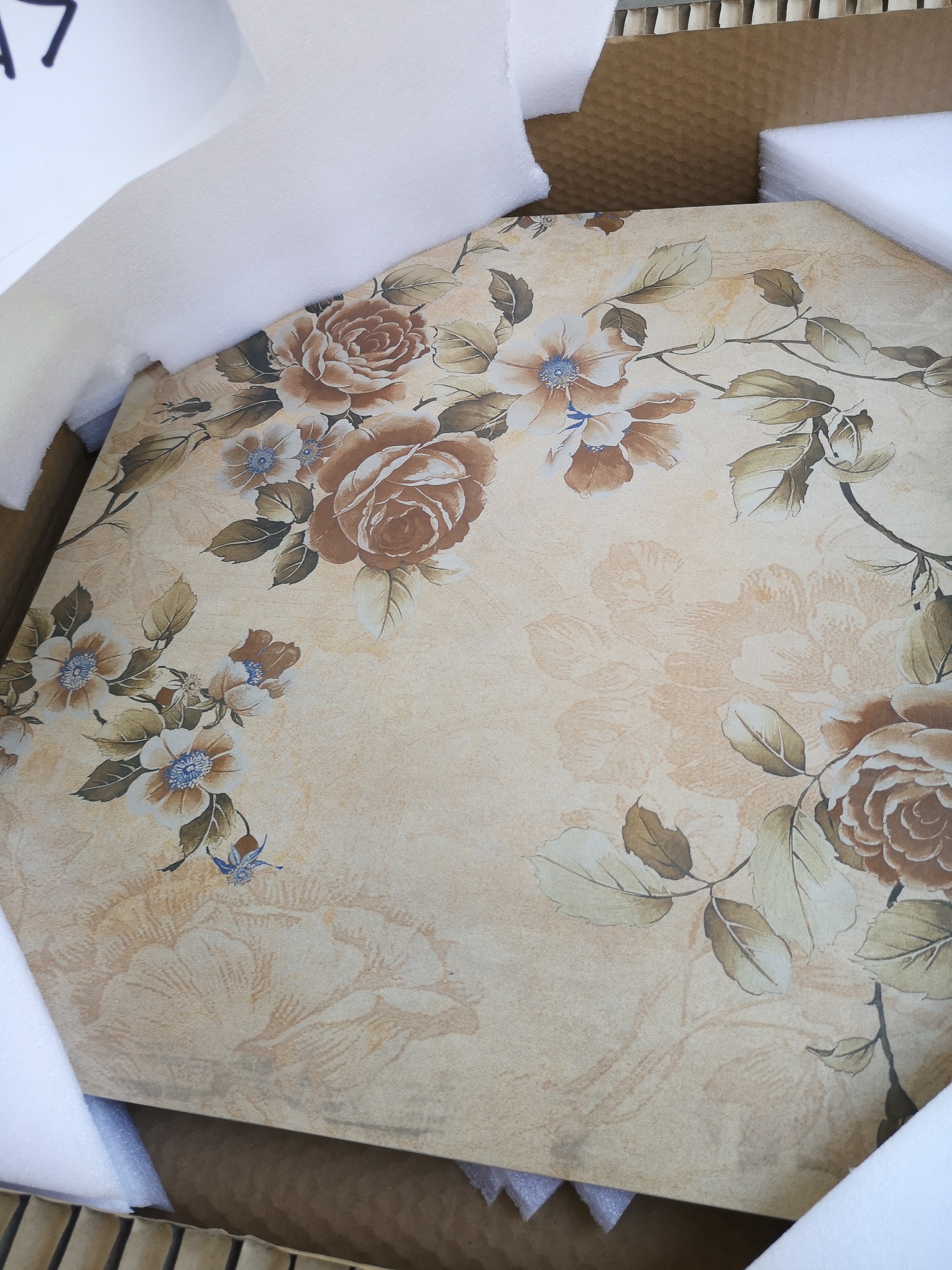 Hasin Grey Brown Classic floor flower rose pattern tiles design porcelain rustic bathroom tile