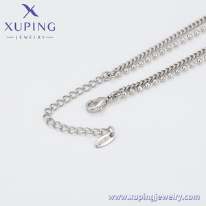 A00607089 Xu Ping gioielli a forma di cuore in acciaio inossidabile materiale neutro moda versatile collana neutra a doppia catena - Product Image 2