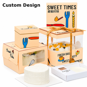 Assorted Size Bakery <strong>Boxes</strong> Display Custom Cartoon Print Multi-style Cake Box Series <strong>Mix</strong> Solid &amp; Clear Window Bakery Packaging - Product Image 1