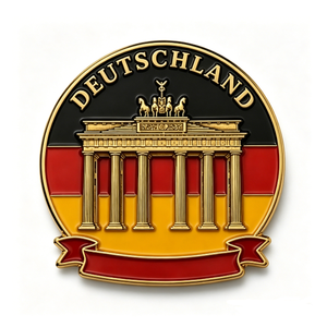 Badge souvenir en alliage de zinc plaqué or, émail dur circulaire, Porte de Brandebourg, Allemagne - Product Image 6