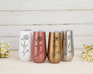 Tasse de proposition de demoiselle d'honneur en bouteille de fleur en acier inoxydable de 6oz personnalisée avec gobelet à couvercle pour les occasions spéciales - Product Image 5