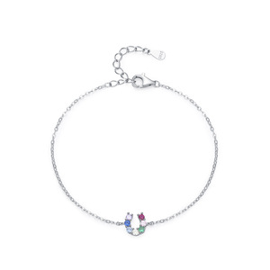 新流行色ジルコンブレスレットS925スターリングシルバー調整可能シンプルリンクチェーンブレスレット女性用 - Product Image 6