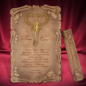 Rouleau en papier rétro-importé de style <span class=keywords><strong>religieux</strong></span>, pour <span class=keywords><strong>faire</strong></span>-<span class=keywords><strong>part</strong></span> d'invitation pour <span class=keywords><strong>mariage</strong></span> - Product Image 1