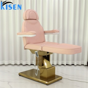 Kisen Beauty Bed 3 Motors Customized Body <b>Table</b> Lash Chair Electric Adjustable Bed with Gold Base and Remote - Product Image 2