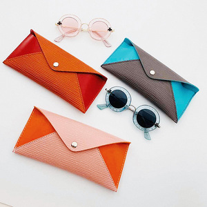 Étui de lunettes de soleil en cuir Pu avec épissure de couleur, Logo personnalisé, boîte de lunettes souple, emballage de lunettes - Product Image 3