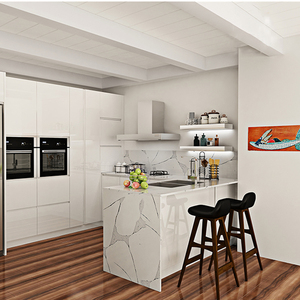 Đồ Nội Thất Nhà Bếp Đảo Bảng Tủ Nhà Máy Cung Cấp Hiện Đại Cao Bóng Sơn Mài Cho Nhà Ý Trắng 1 Bộ - Product Image 6