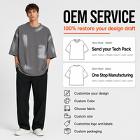 Camiseta Oversize de Algodón 100% Lavado para Hombre, Cuello Redondo, Manga Corta, Hombros Caídos, Corte Holgado, Estilo Urbano