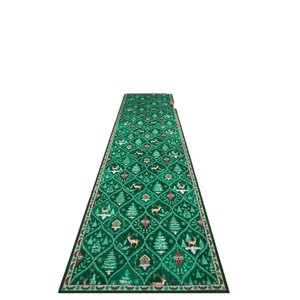 Alfombra navideña rectangular de terciopelo cristalino antideslizante para la sala de estar, dormitorio o pasillo. - Product Image 5
