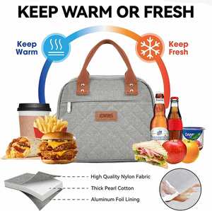 Sac isotherme pour déjeuner en polyester pour femmes, sac isotherme pour le travail, l'école, les pique-niques et les voyages - Product Image 2