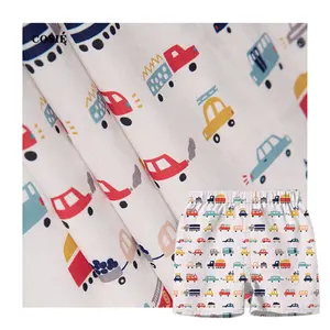 Padrão de fundo branco personalizado do carro, personalizado seu design impressão digital 100% algodão musselina impresso tecido para shorts