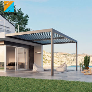 उद्यान सेट लकड़ी अनाज मंडप मंडम एल्यूमीनियम आउटडोर <span class=keywords><strong>Patio</strong></span> फर्नीचर के साथ एलईडी रोशनी - Product Image 6