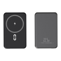 Batterie externe magnétique HYTO N52 5000mAh ultra-fine en alliage d'aluminium, charge rapide PD 20W, charge magnétique sans fil 15W