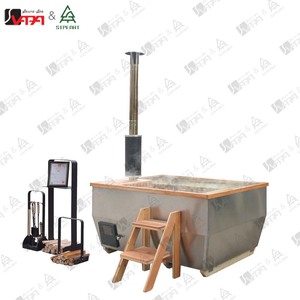 Vapasauna Moderne RVS Houtgestookte Buiten Hot Tub met Afdekking voor 4 Personen <span class=keywords><strong>Spa</strong></span> Badkuip Fabrieksdirecte Verkoop - Product Image 2