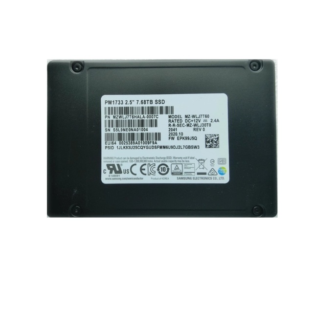 New Enterprise SSD MZWLJ7T6HALA-00007 PM1733 7.68TB PCI Express NVME 4.0 x4 2.5-Inch SFF U.2 Enterprise Solid State Drive