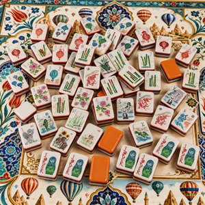 Tuiles de Mahjong Américaines 160 Pièces Motif Montgolfière de Cappadocia Matryoshka en Acrylique Mahjongg Vente en Gros Personnalisé Prêt <span class=keywords><strong>à</strong></span> Expédier - Product Image 2