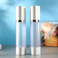 Flacon pompe airless métallique argenté de 50 ml pour encre de tatouage, pigment, rechargeable, dépoli, sans BPA, pour soins de la peau, avec logo personnalisé