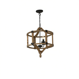 Suspension de lustre en bois réglable à 3 lumières pour cuisine salle à manger foyer ou entrée ampoule non incluse - Product Image 1