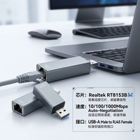 Adaptateur Ethernet USB-A Mâle vers Gigabit RJ45, Puce Realtek RTL8153B USB3.1 Gen1 10/100/1000Mbps, Boîtier en Aluminium, Approvisionnement en Gros OEM