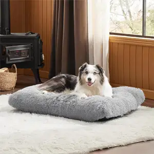 Tempat tidur hewan peliharaan persegi mewah dapat dicuci panas desain baru cocok untuk anjing peliharaan alas anjing antiselip jenis besar